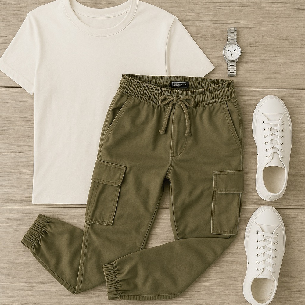 Abercrombie & Fitch Olive Green Cargo Ankle Joggers